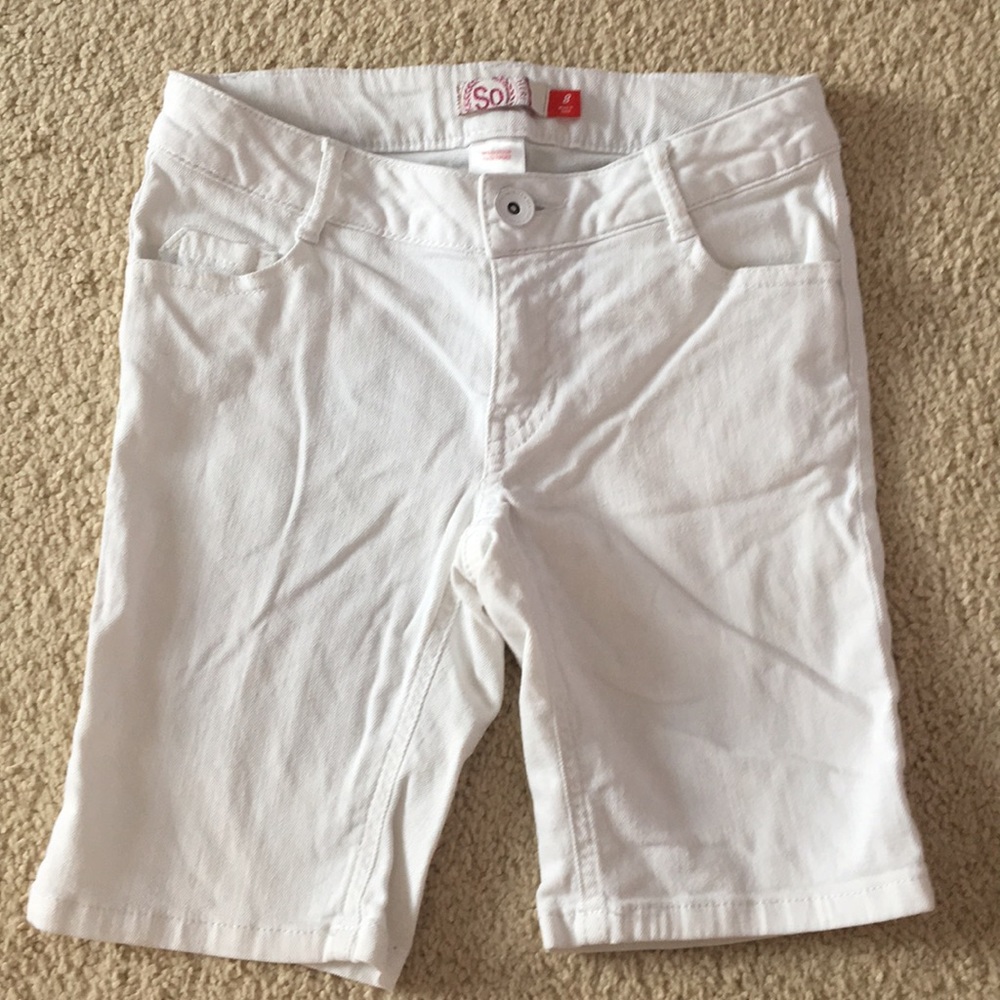 SO White Denim Mid-Rise Bermuda Shorts